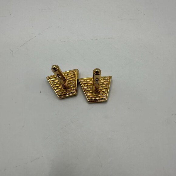 Vintage Gold Tone & Red Enamel Geometric Cufflinks - Picture 4 of 4